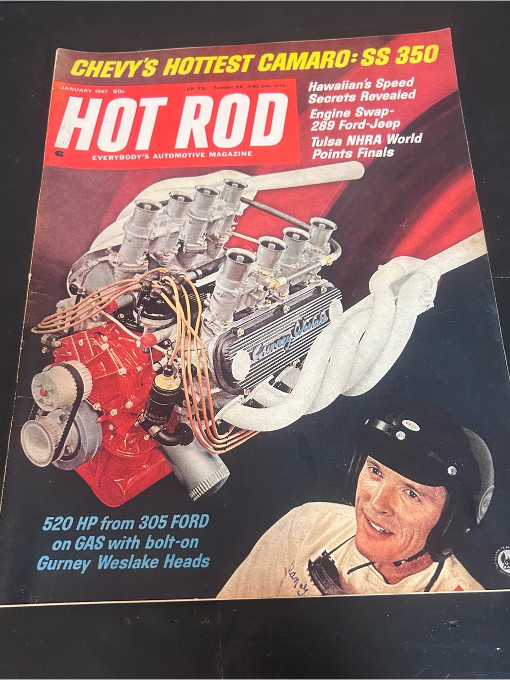 Hot Rod Magazine January 1967 Chevy Camaro SS 350 Gurney Weslake 305 Ford